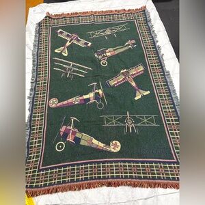 Goodwin Weavers Throw Blanket Airplane Flight Cotton 48x69 Grandpacore Vintage
